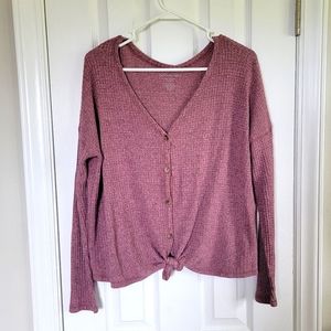AE Plush Waffle Knot Top - Purple - Size M